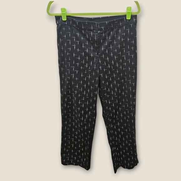 J Jill Pants - J Jill Black White‎ Geometric Print Straight Leg Pants Womens Size 10 Office